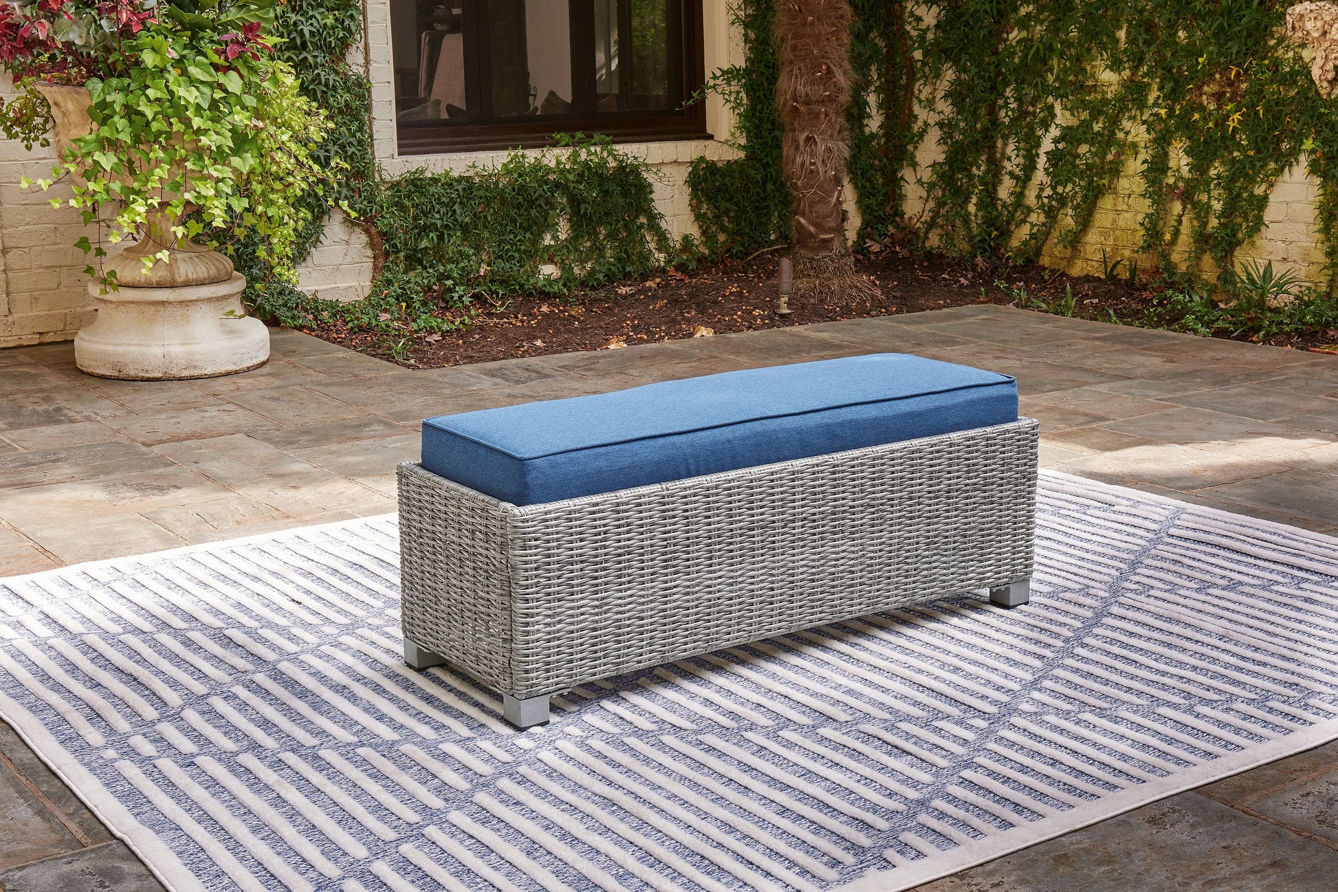 Signature Design by Ashley® Naples Beach - Light Gray - Bench With Cushion | Meri Furniture