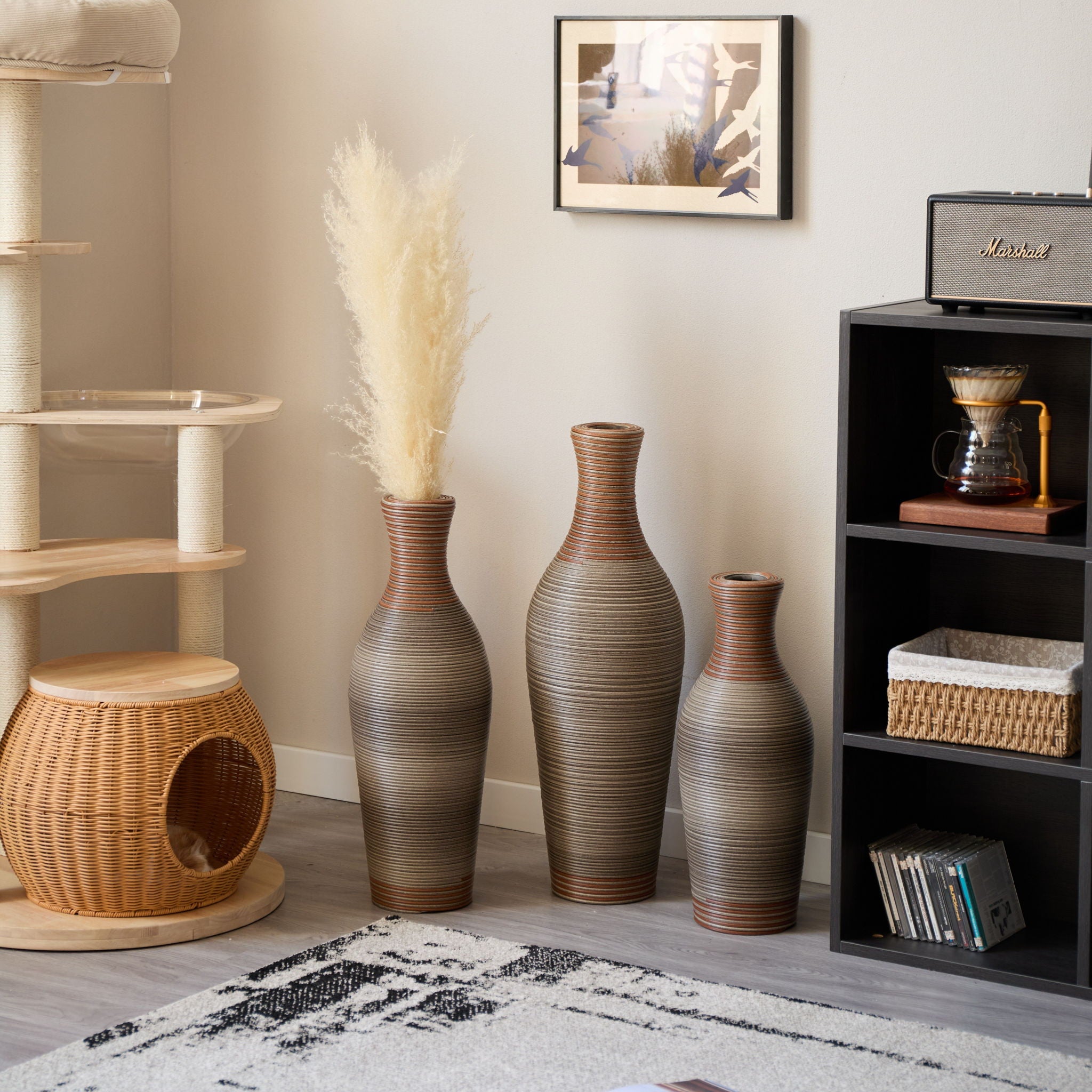 Classic And Neat Floor Vase, High Independent Flower Stand (Set of 3)