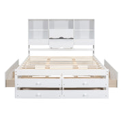 Platform Bed With Storage Headboard And 8 Drawers