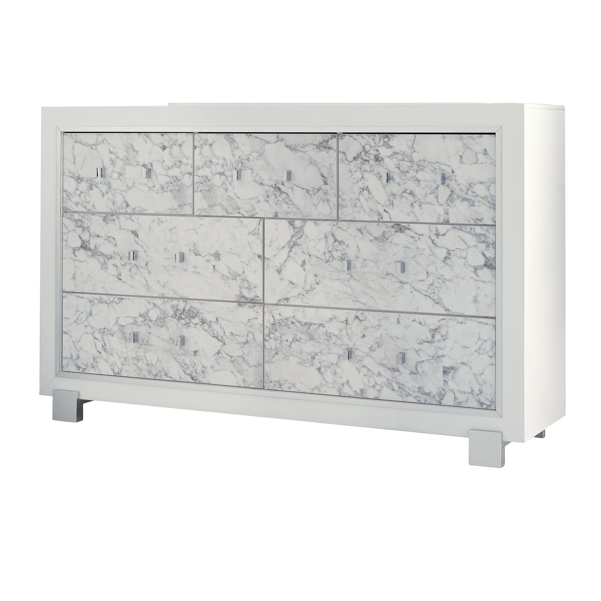 Skye - Marble Dresser - White