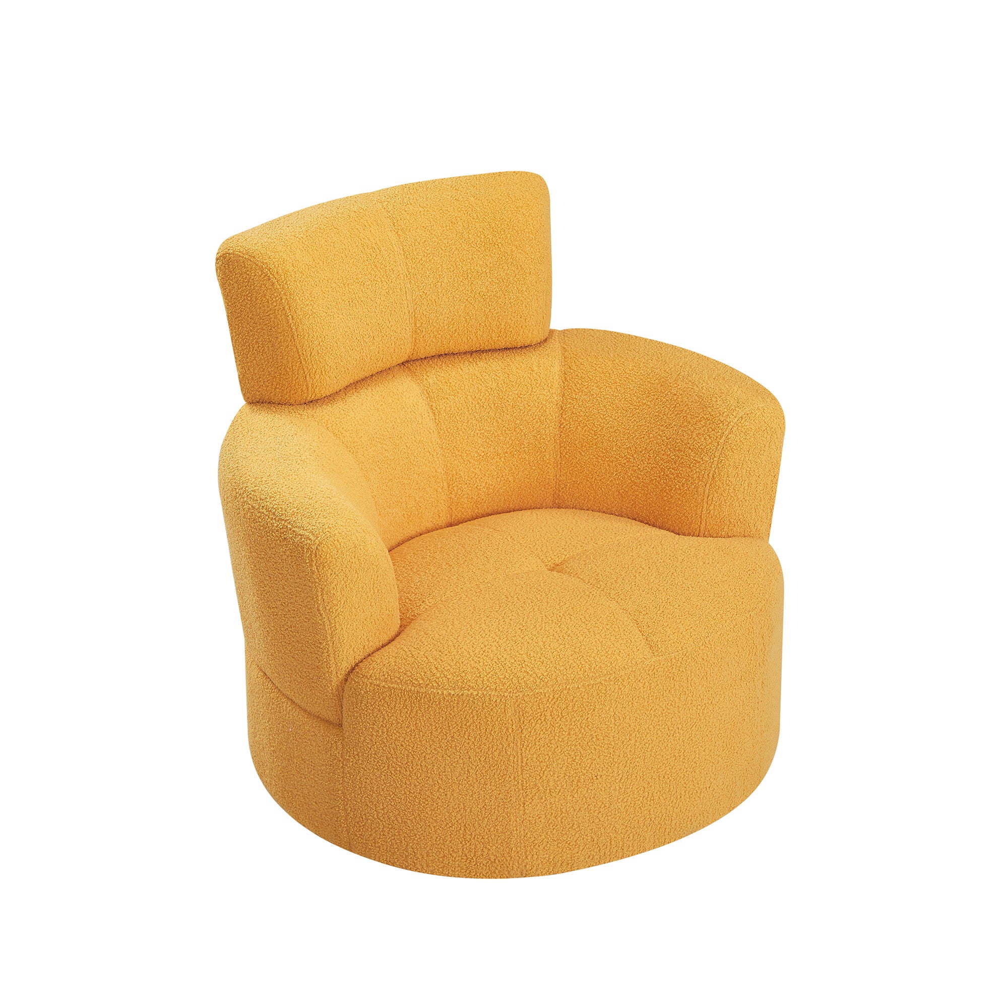 360° Swivel Chair Upholstered Accent Barrel Chair With Adjustable Headrest