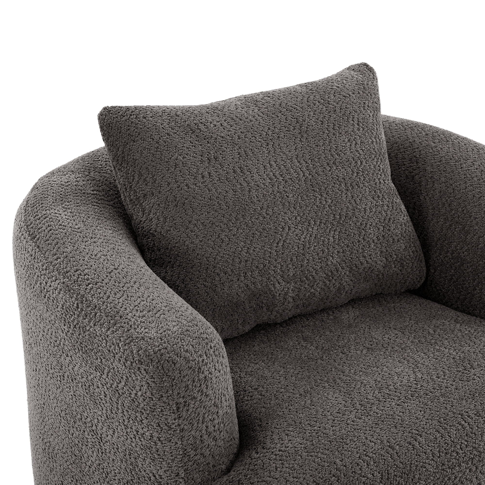 360° Swivel Barrel Sofa Chair With Throw Pillow, Chenille Upholstered Accent Chair