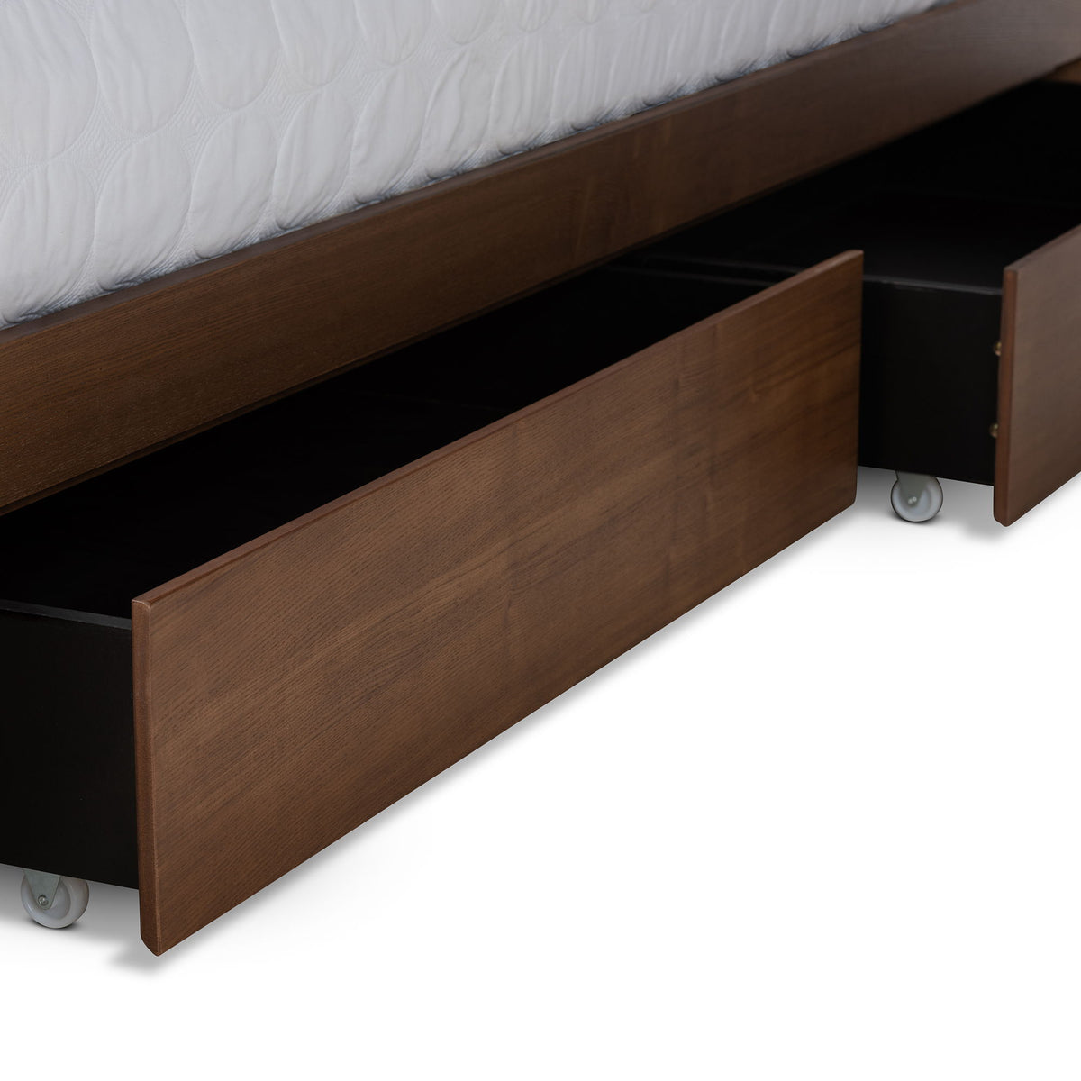 Arthur Modern Rustic Ash Walnut Brown Finished Wood King Size Platform Bed with Built-In Shelves