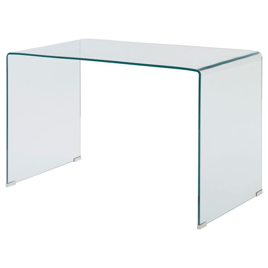 Coaster Fine Furniture Ripley - Tempered Bent Glass Writing Desk Clear - Clear Glass | Meri Furniture