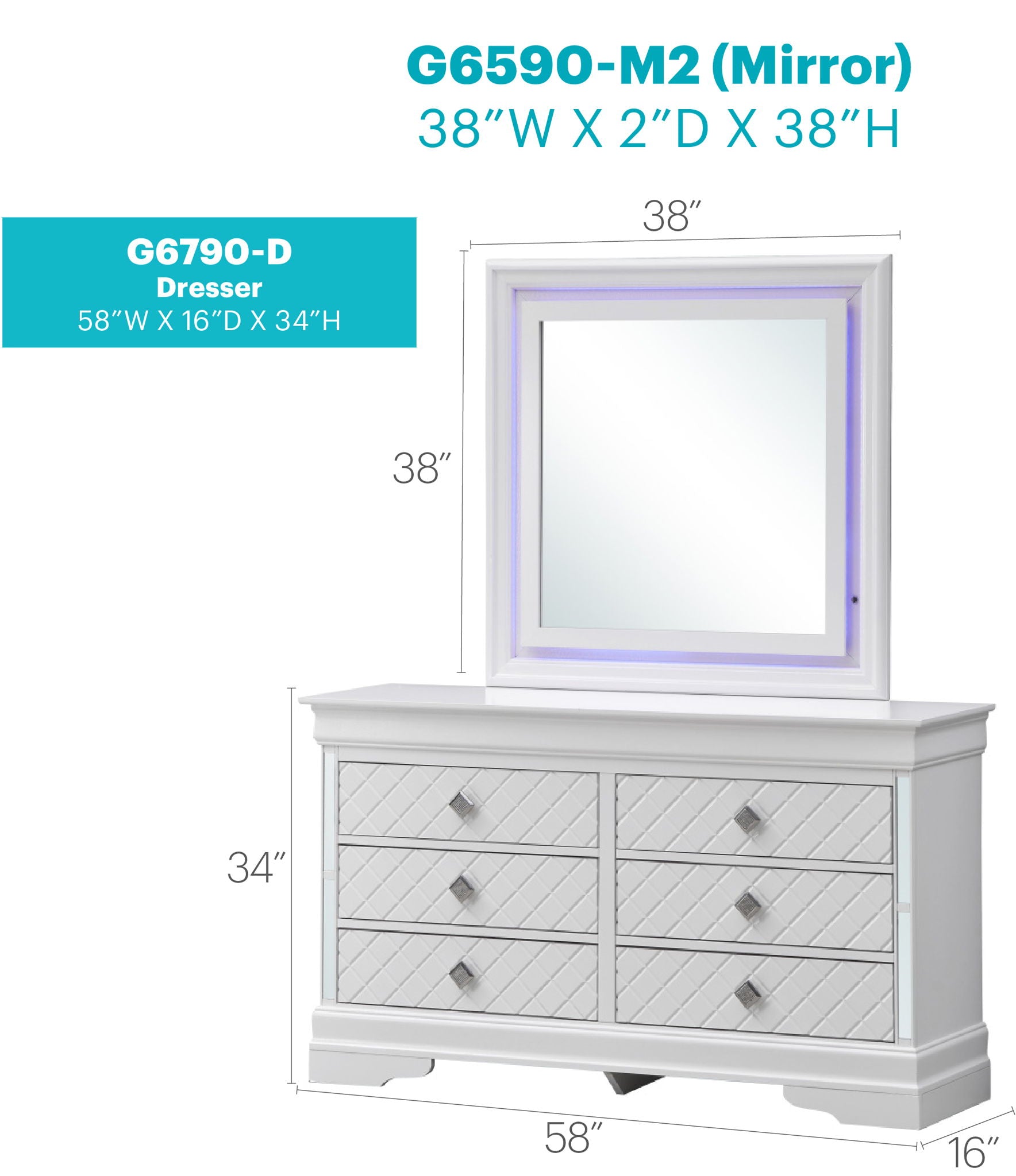 Verona - Stylish Dresser - Silver Champagne