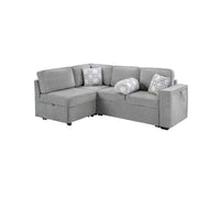 Convertible Sectional L-Shaped Sofa With Dual Pull-Out Sleepers, Flip-Top Table, USB Ports, Cup Holder & Storage