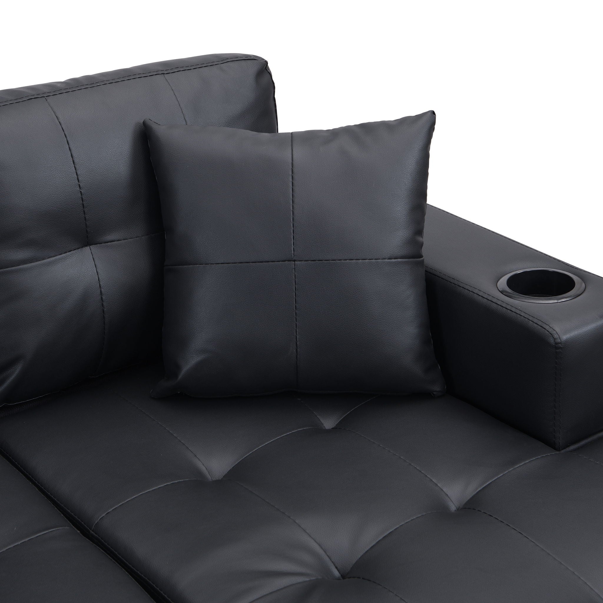 Modern Sectional Sofa Set With Chaise Lounge And Cup Holder