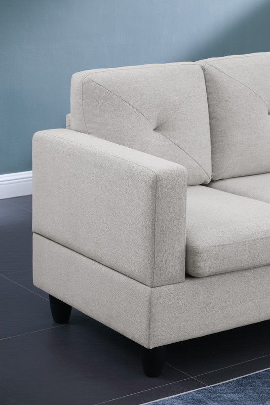 Santiago 96"W Light Gray Linen Sectional Sofa with Right Facing Chaise