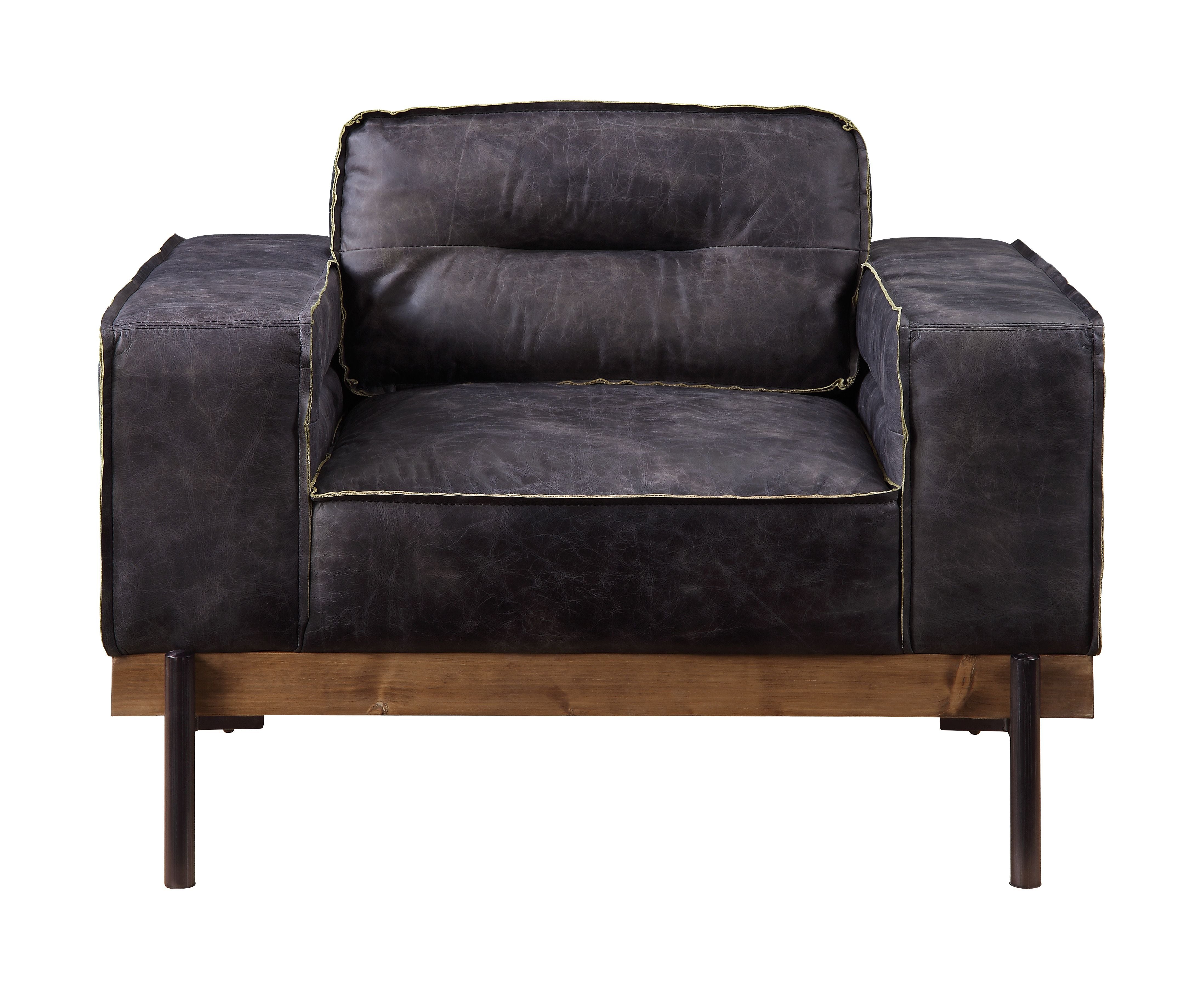 ACME Silchester - Chair - Antique Ebony Top Grain Leather | Meri Furniture