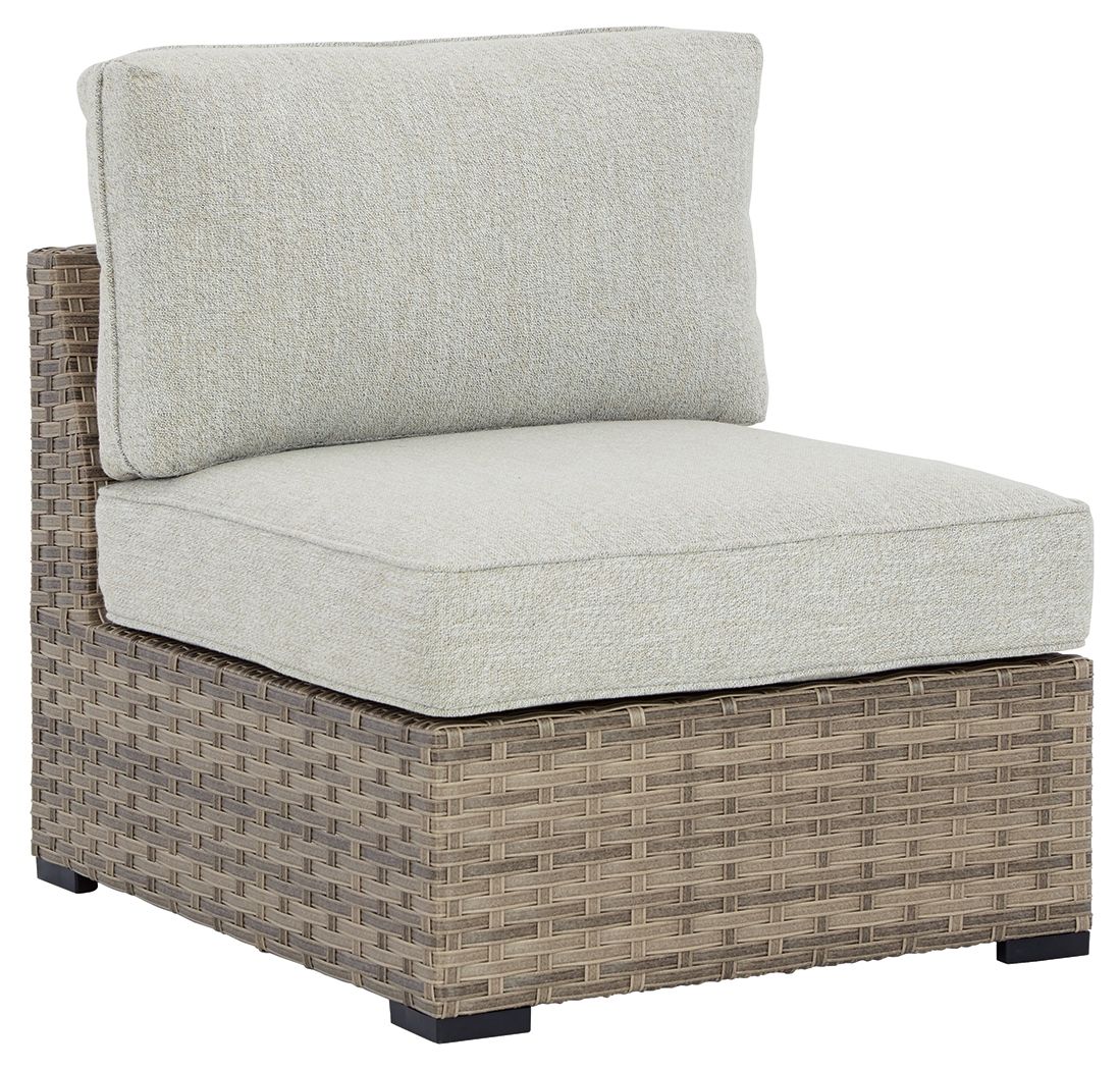 Ashley Furniture Calworth - Beige - Armless Chair W/Cushion (Set of 2) | Meri Furniture
