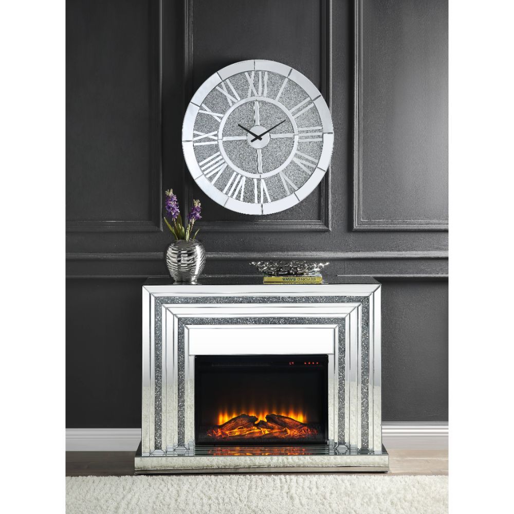 ACME Noralie - Fireplace - Mirrored - Wood - 35" | Meri Furniture