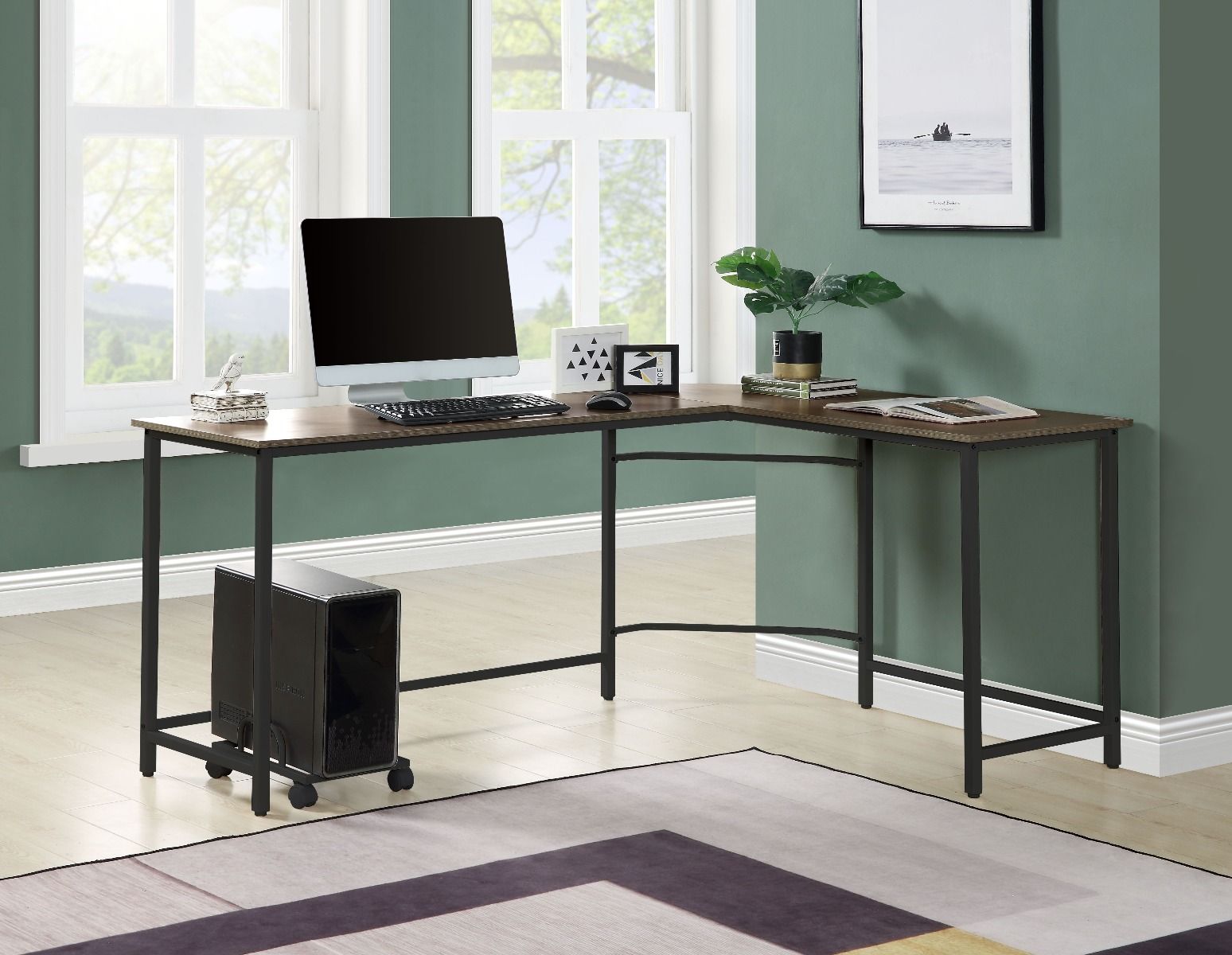 ACME Acme - Dazenus - Computer Desk, Black Finish - Of00042 - Black & Oak Finish | Meri Furniture