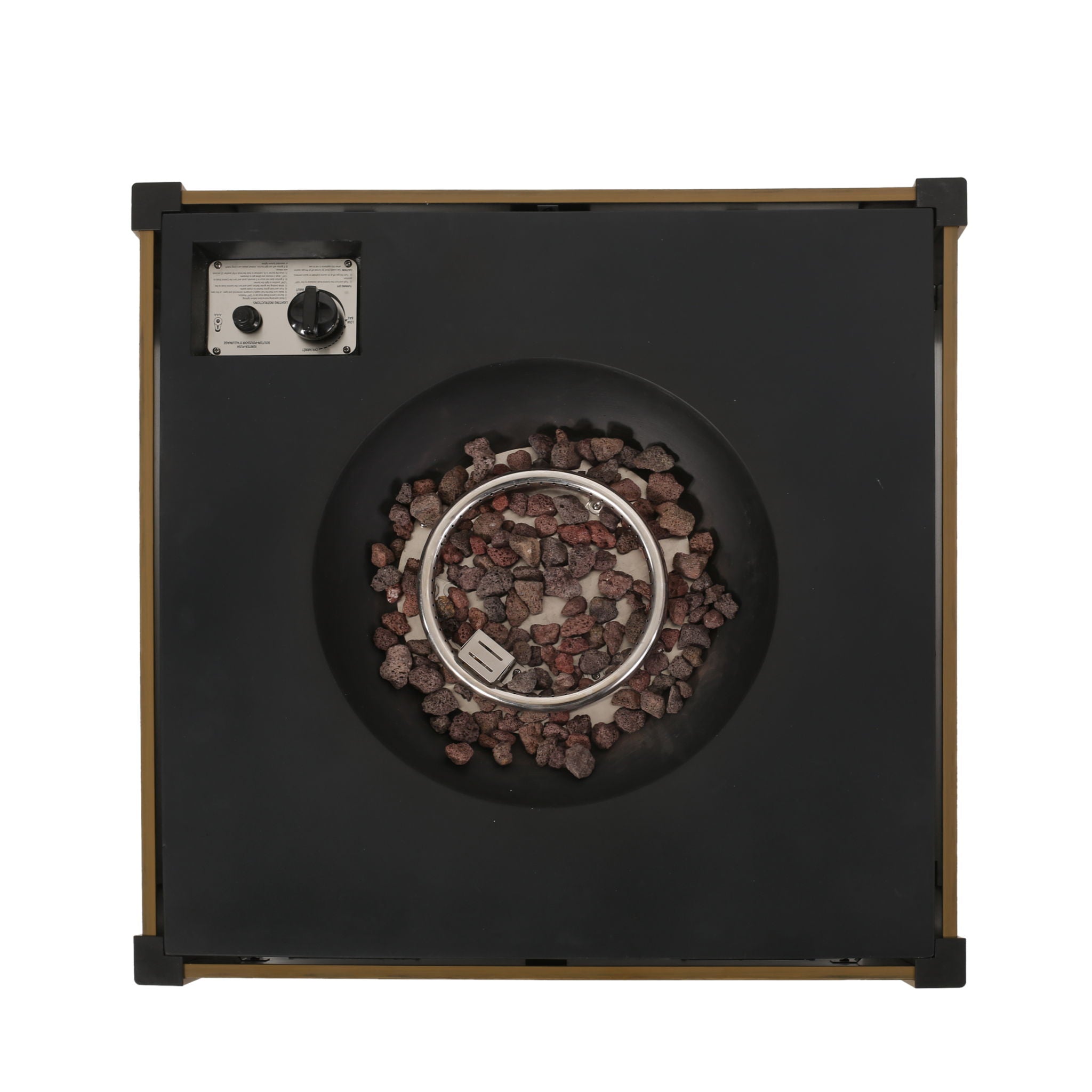 Rustic Style Outdoor Square Propane Fire Pit, 40,000 Btu