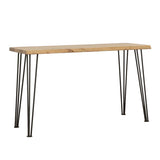 Zander - Solid Wood Top Console Table - Natural And Matte Black