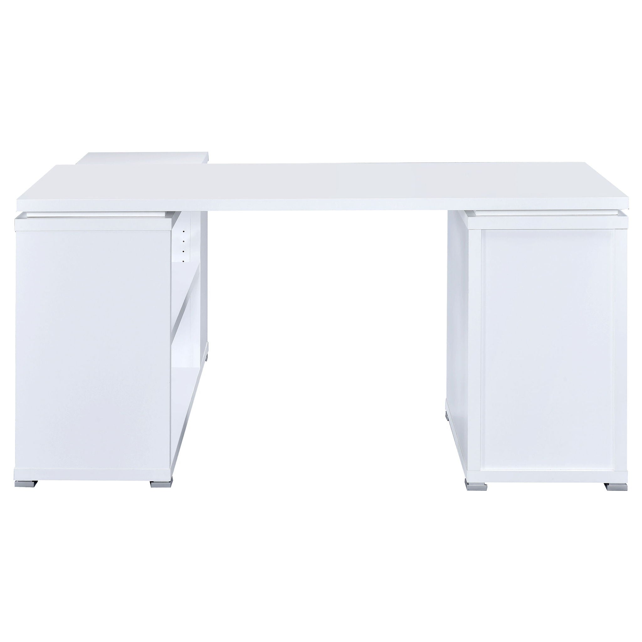 Transitional L Shape Computer Desk With Multiple Storage And Built In File Cabinet