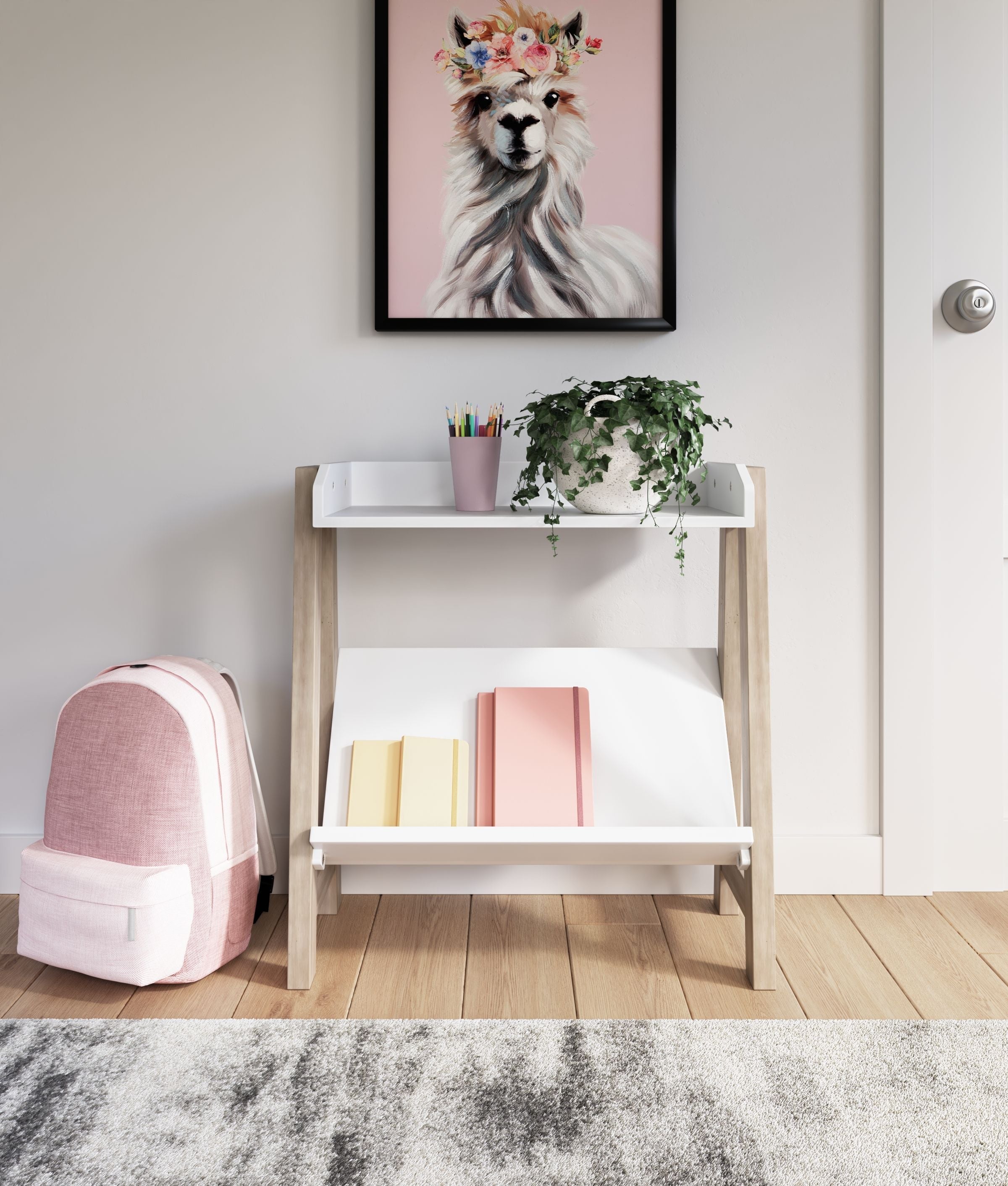Ashley Furniture Blariden - White / Tan - Small Bookcase | Meri Furniture