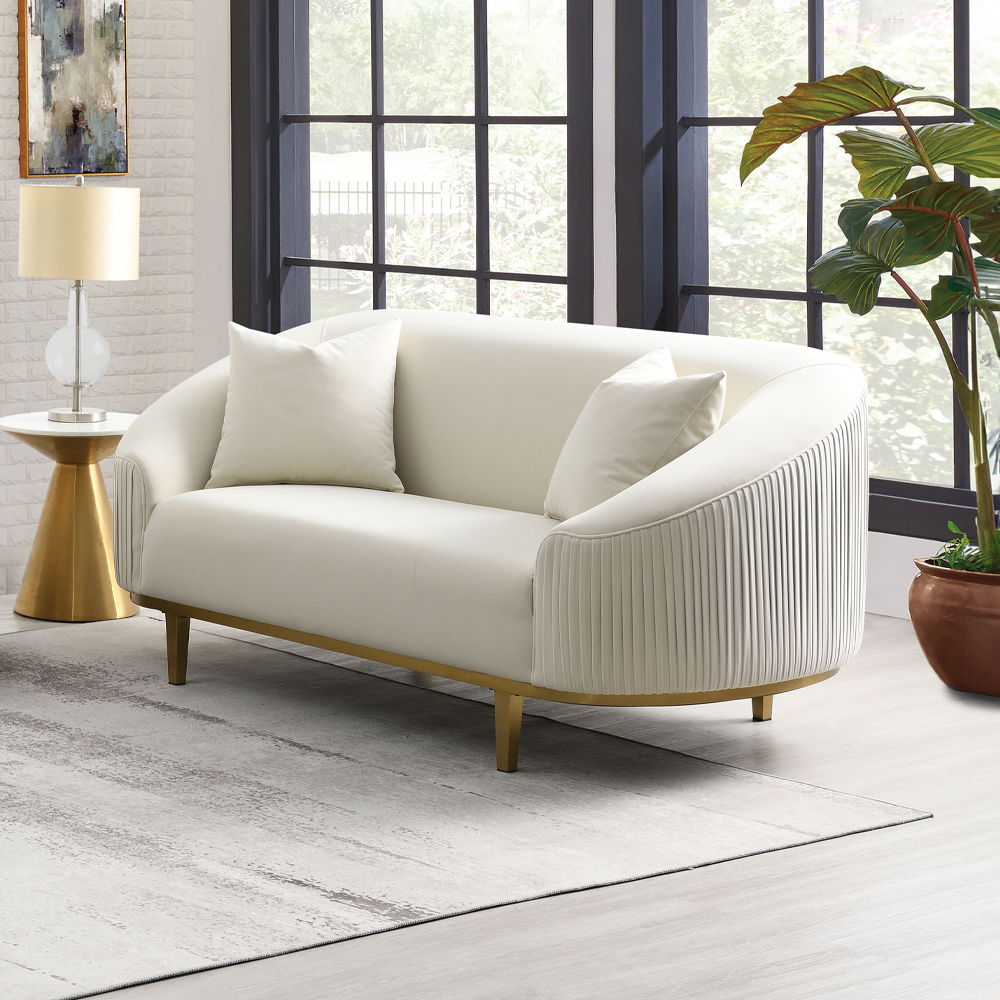 ACME Martina - Loveseat With 2 Pillows - Ivory Velvet | Meri Furniture