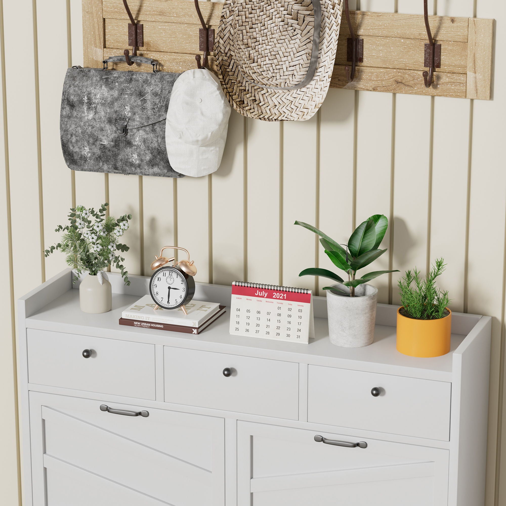 Shoe Cabinet With Flip Drawers