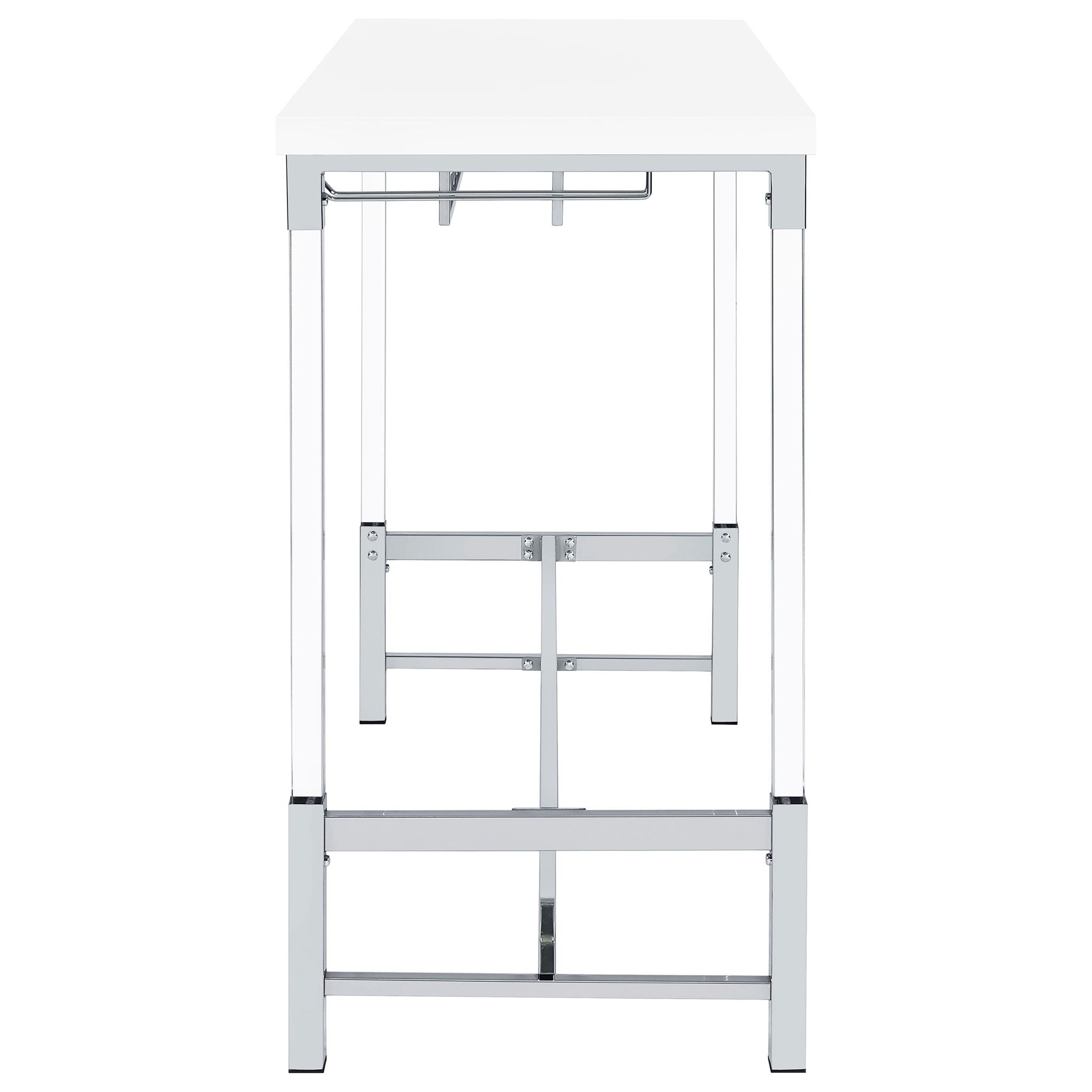 Tonneson - Bar Table With Trestle Base And Wine Storage - White