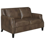 Leaton - Upholstered Recessed Arm Loveseat - Brown Sugar