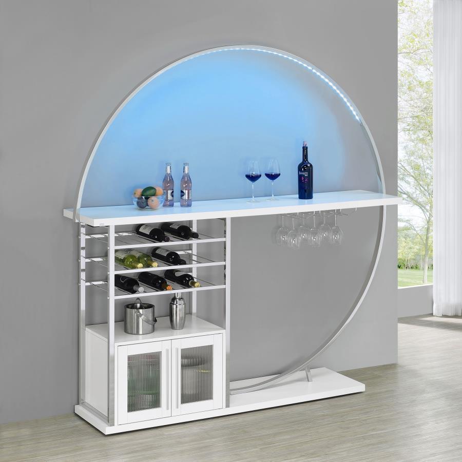 Coaster Fine Furniture Risley - 2-Door Circular LED Home Bar With Wine Storage | Meri Furniture