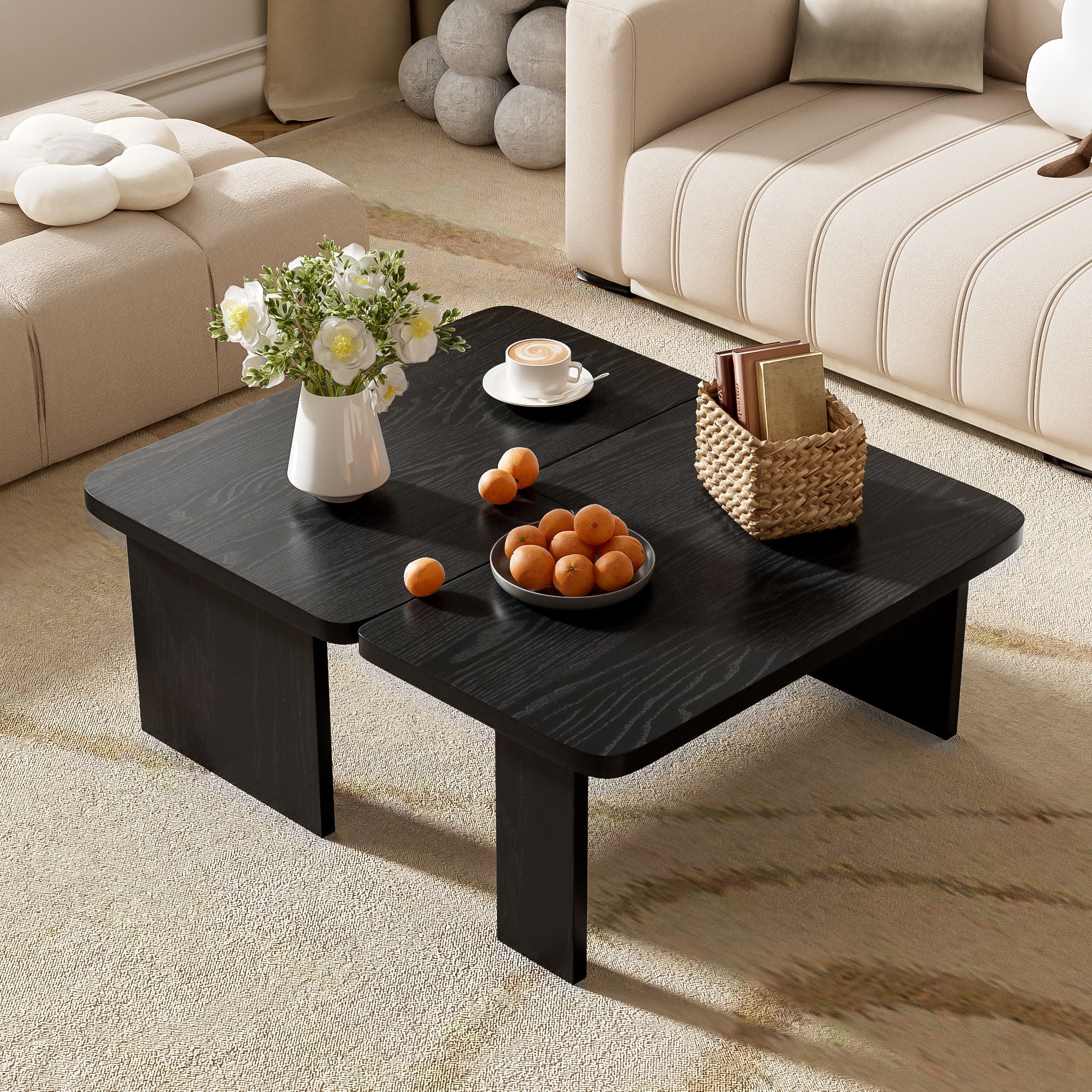 Modern Minimalist Coffee Table Set With Splicing Design