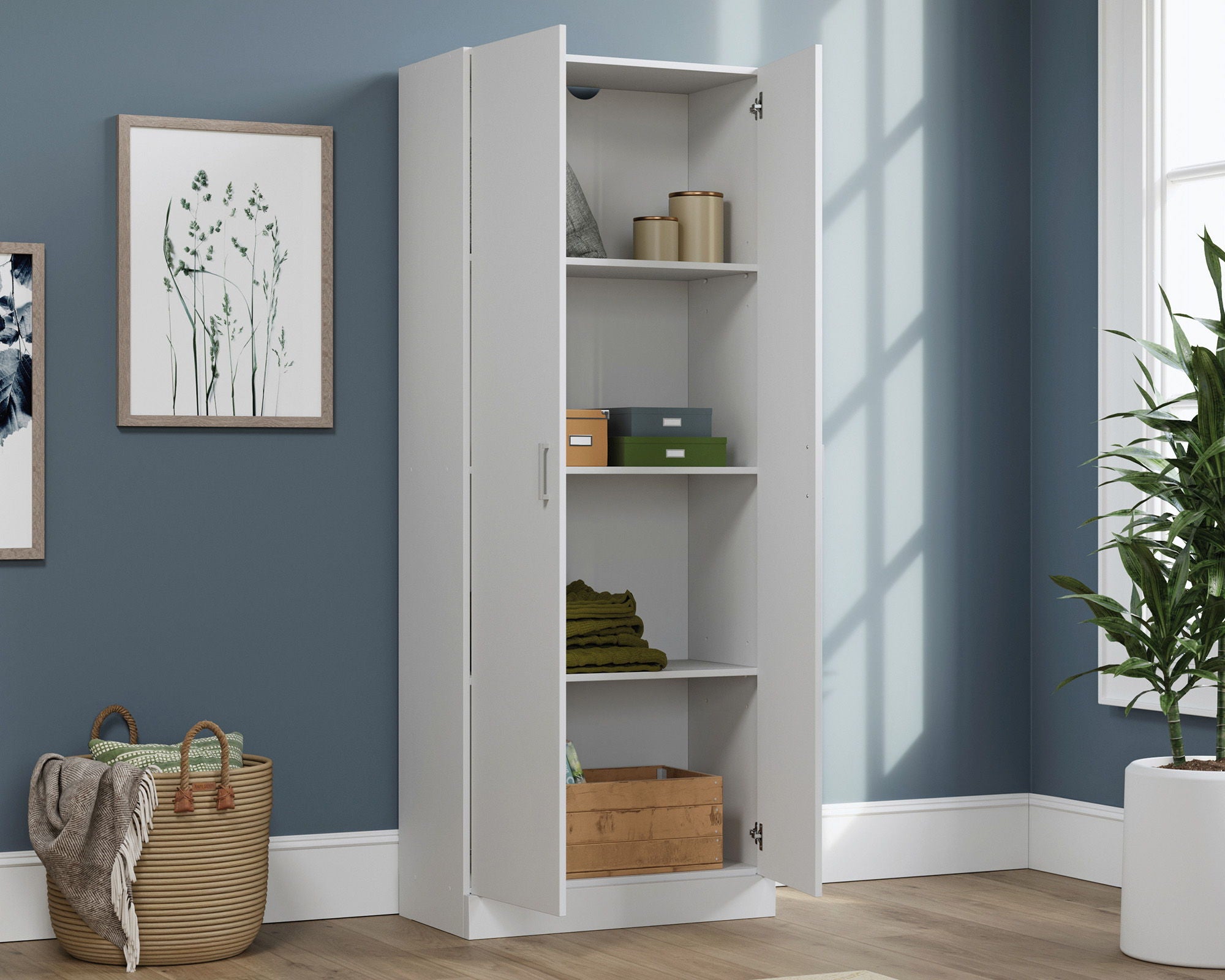 2-Door Contemporary Storage Cabinet in White