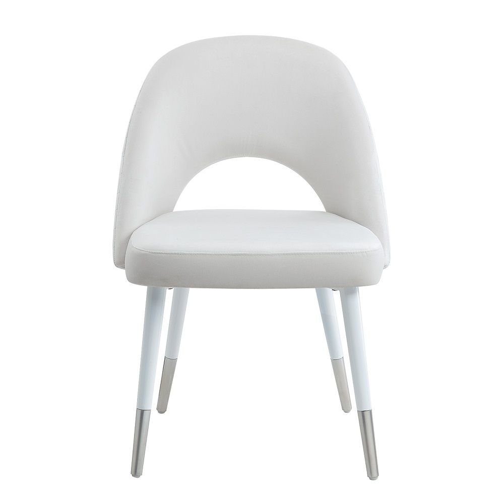 ACME Zemirah - Side Chair (Set of 2) - White Velvet & White | Meri Furniture