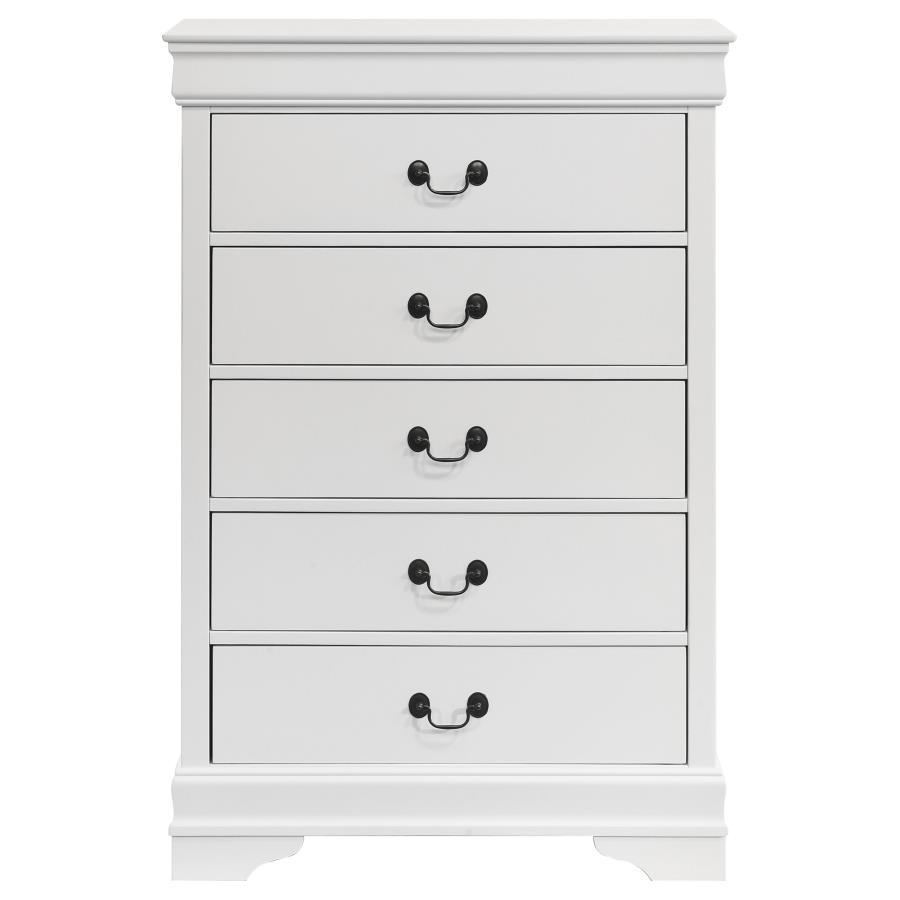 Coaster Fine Furniture Louis Philippe - 5-Drawer Bedroom Chest - White | Meri Furniture