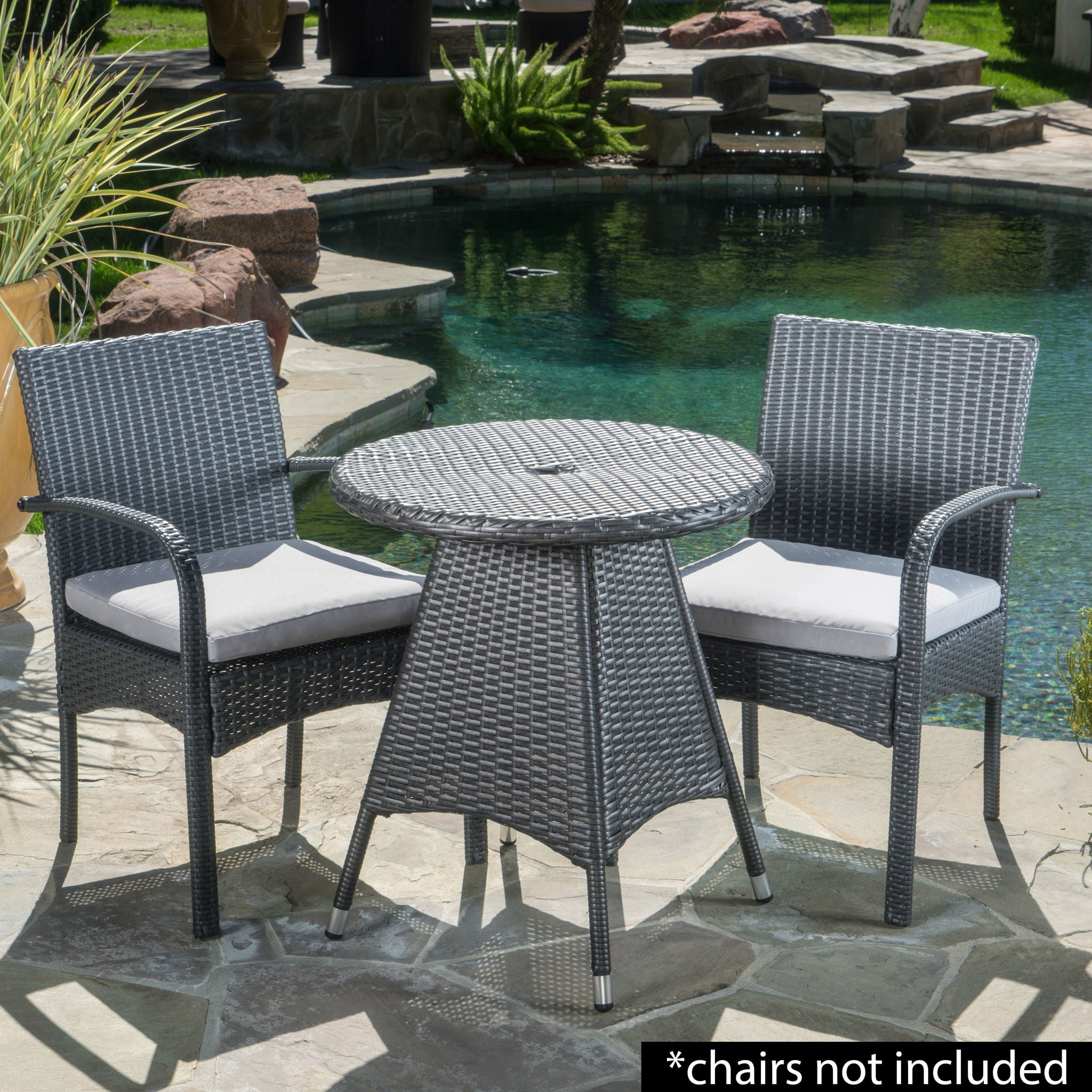 Outdoor Rattan Bistrotable With Surface Round - Gray