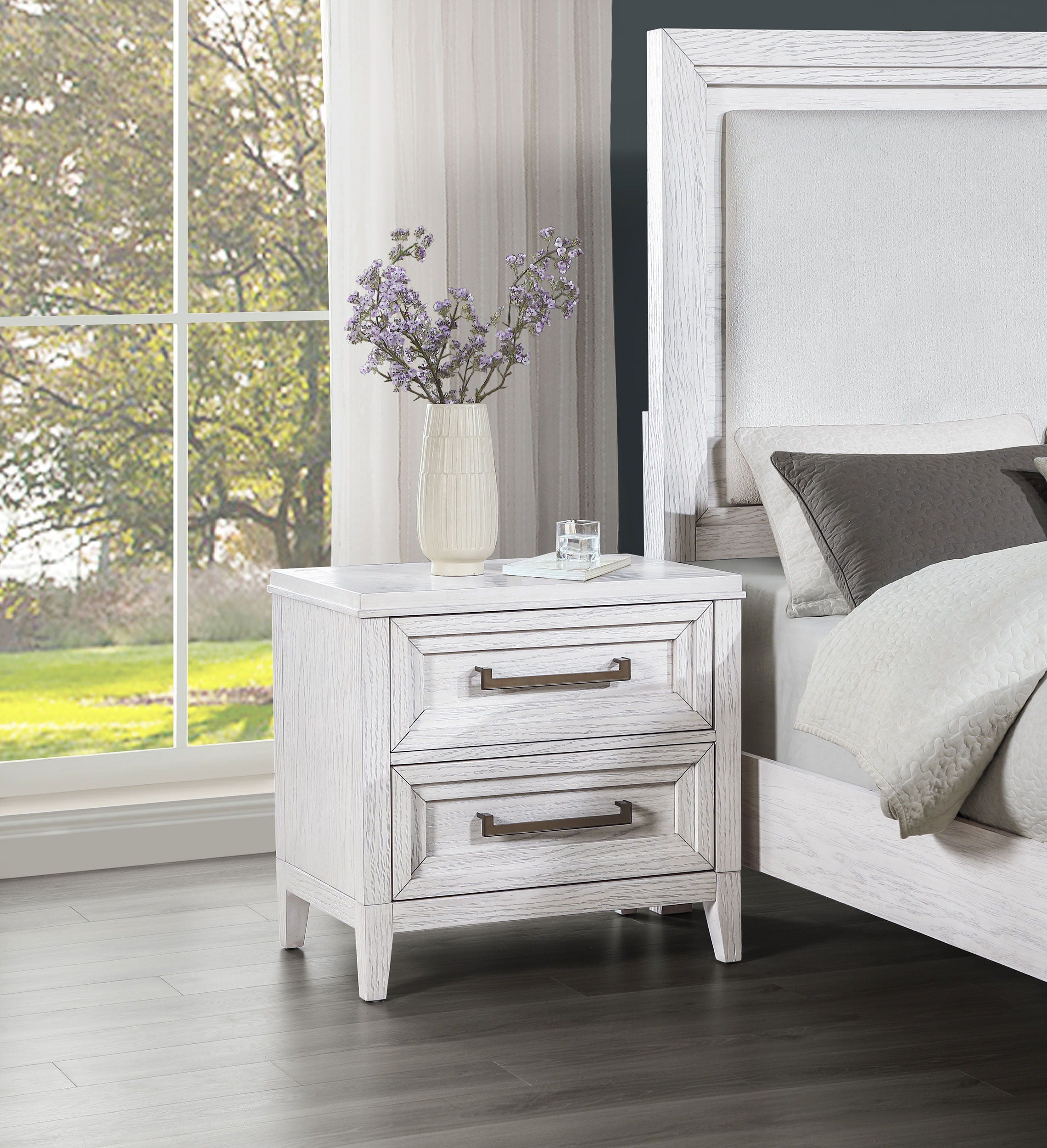 Coaster Fine Furniture Marielle - 2-Drawer Nightstand Bedside Table - Distressed White | Meri Furniture