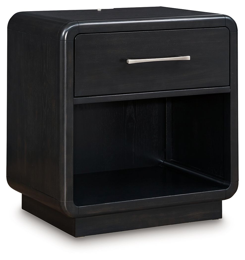 Signature Design by Ashley® Rowanbeck - Black - One Drawer Night Stand | Meri Furniture