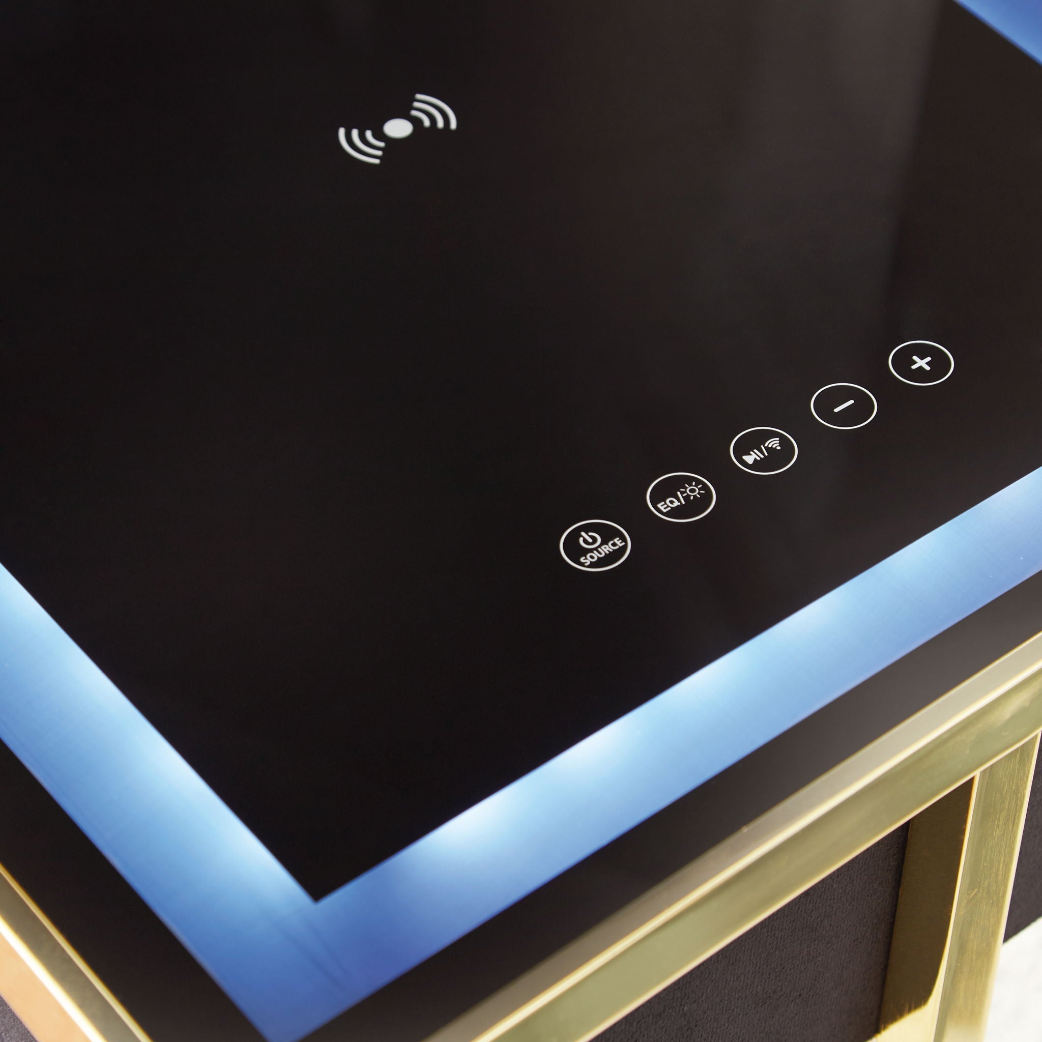 Rexwell - Accent Table With Speaker - Black / Gold Finish