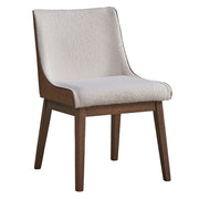 Ginny - Side Chair Set of 2) - White Boucle, Brown Velvet & Walnut