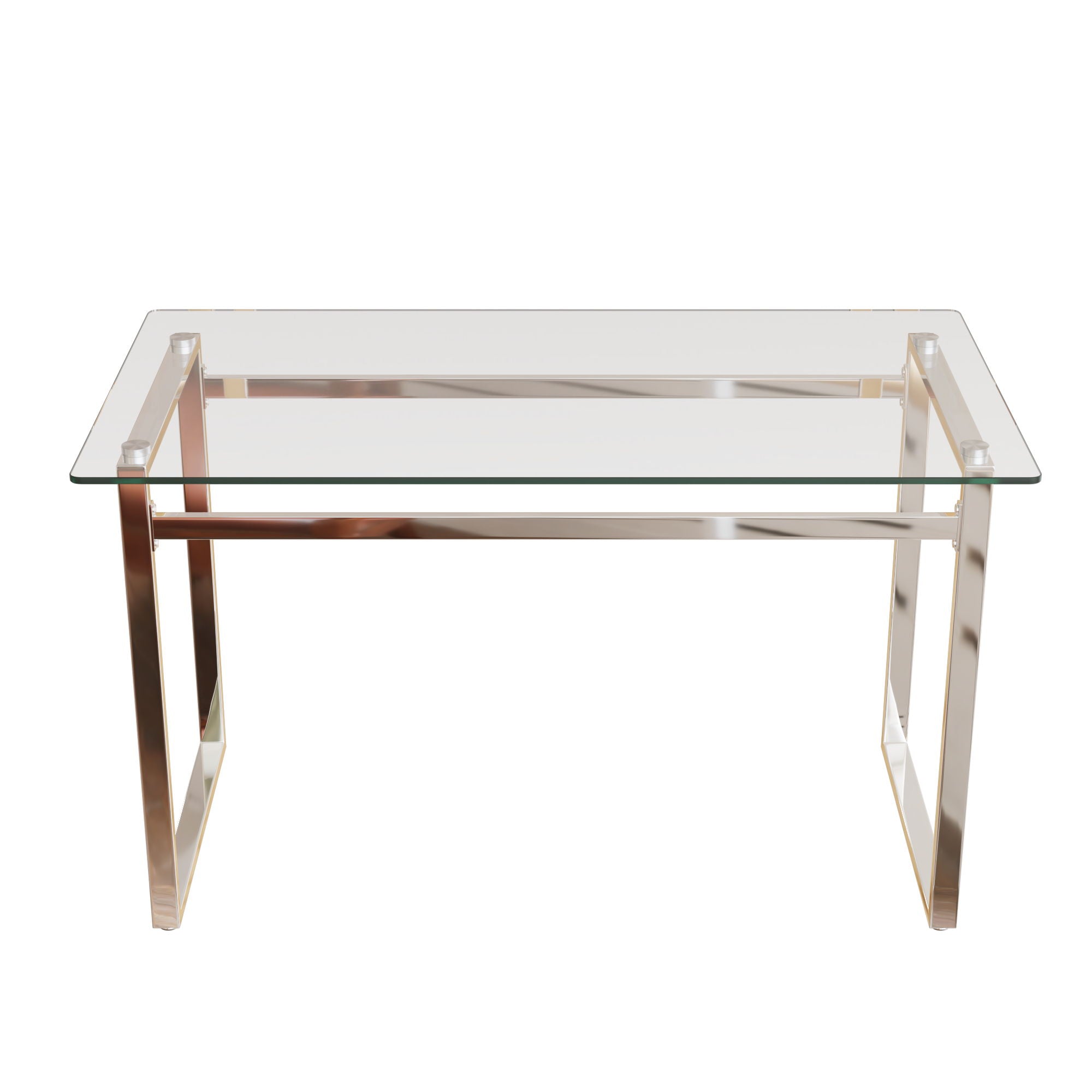 Modern Minimalist Rectangular Dining Table With Tempered Glass Top