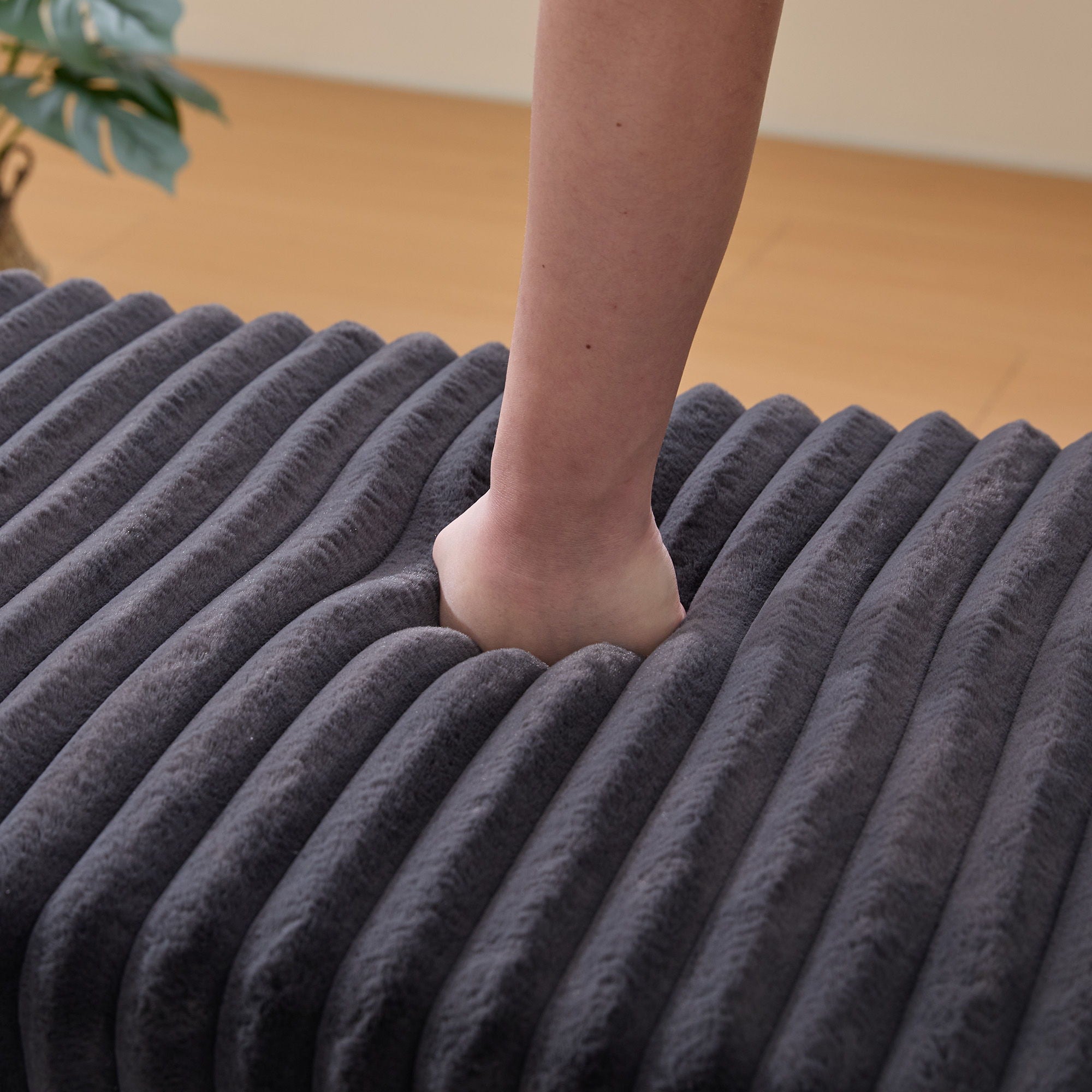 Upholstered Ottoman Coffee Table Foot Rest With Open Storage