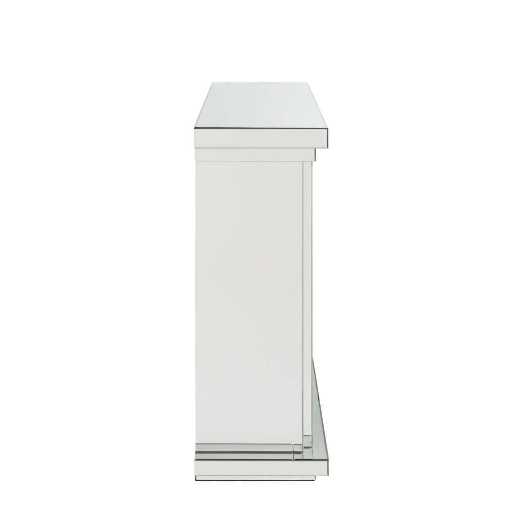 ACME Nysa - Fireplace - Mirrored & Faux Crystals - 39" | Meri Furniture