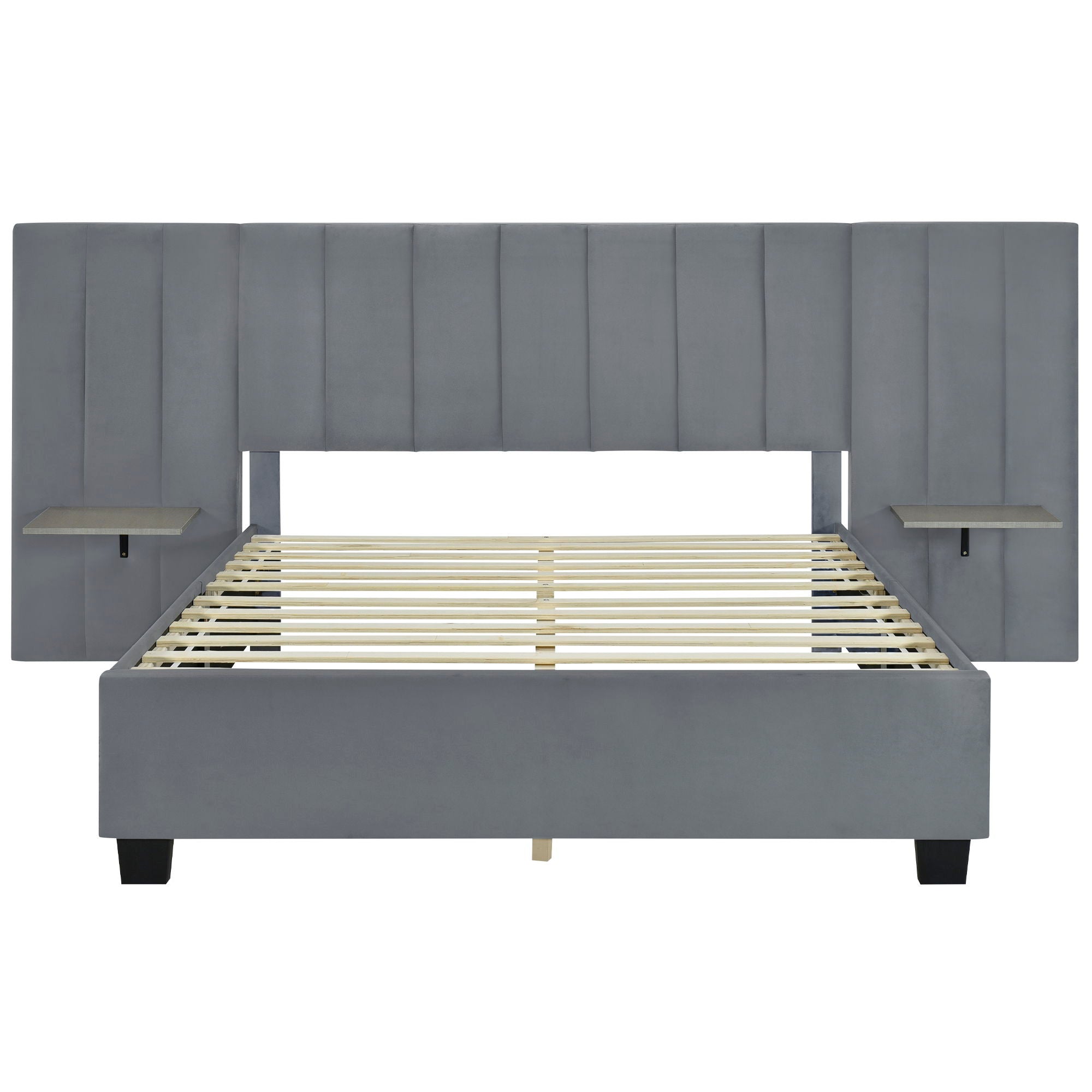 Upholstered Platform Bed With Big Headboard