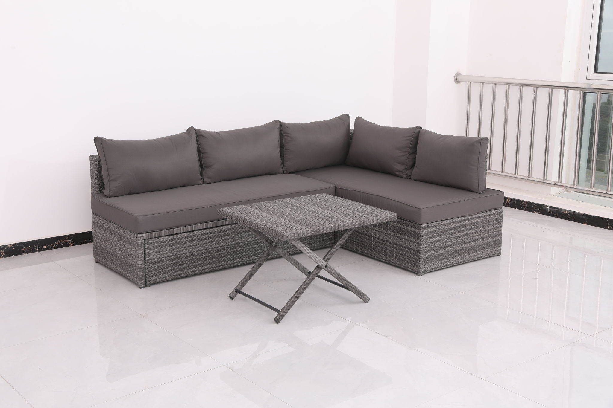 Patio Sofa With Cushions - Gray