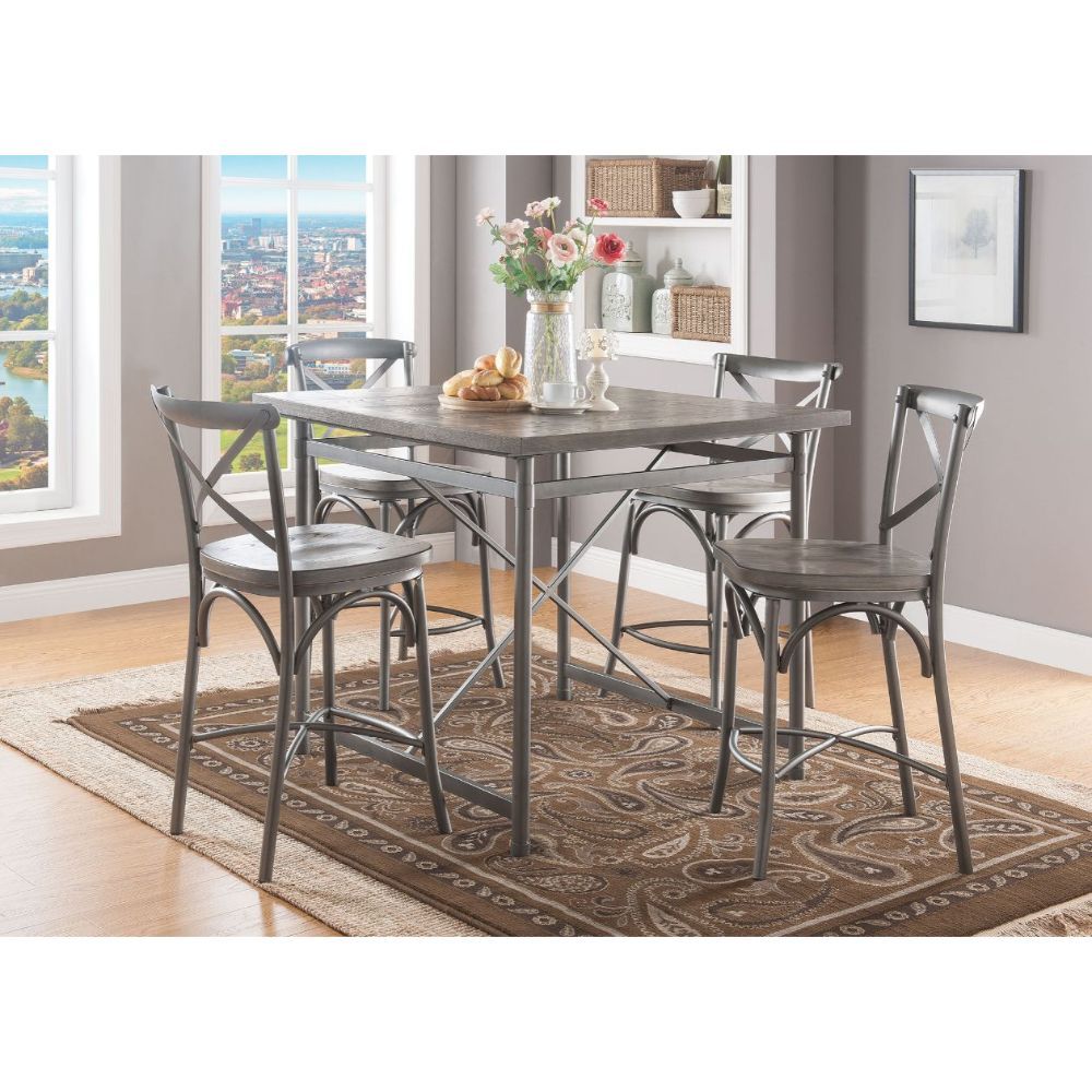 ACME Kaelyn II - Counter Height Table - Gray Oak & Sandy Gray | Meri Furniture
