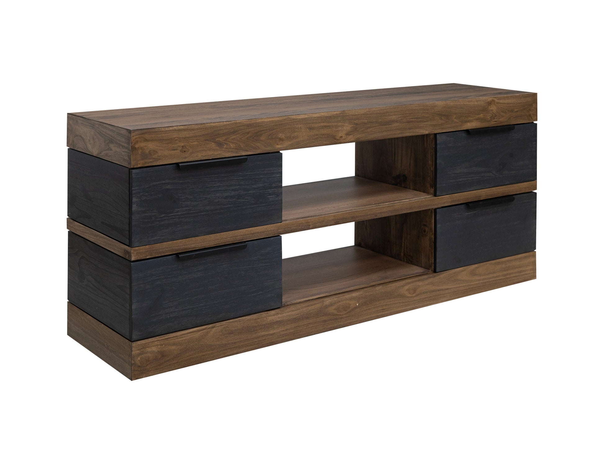 International Furniture Direct Tuxedo - TV Stand - Satin Black / Brown | Meri Furniture