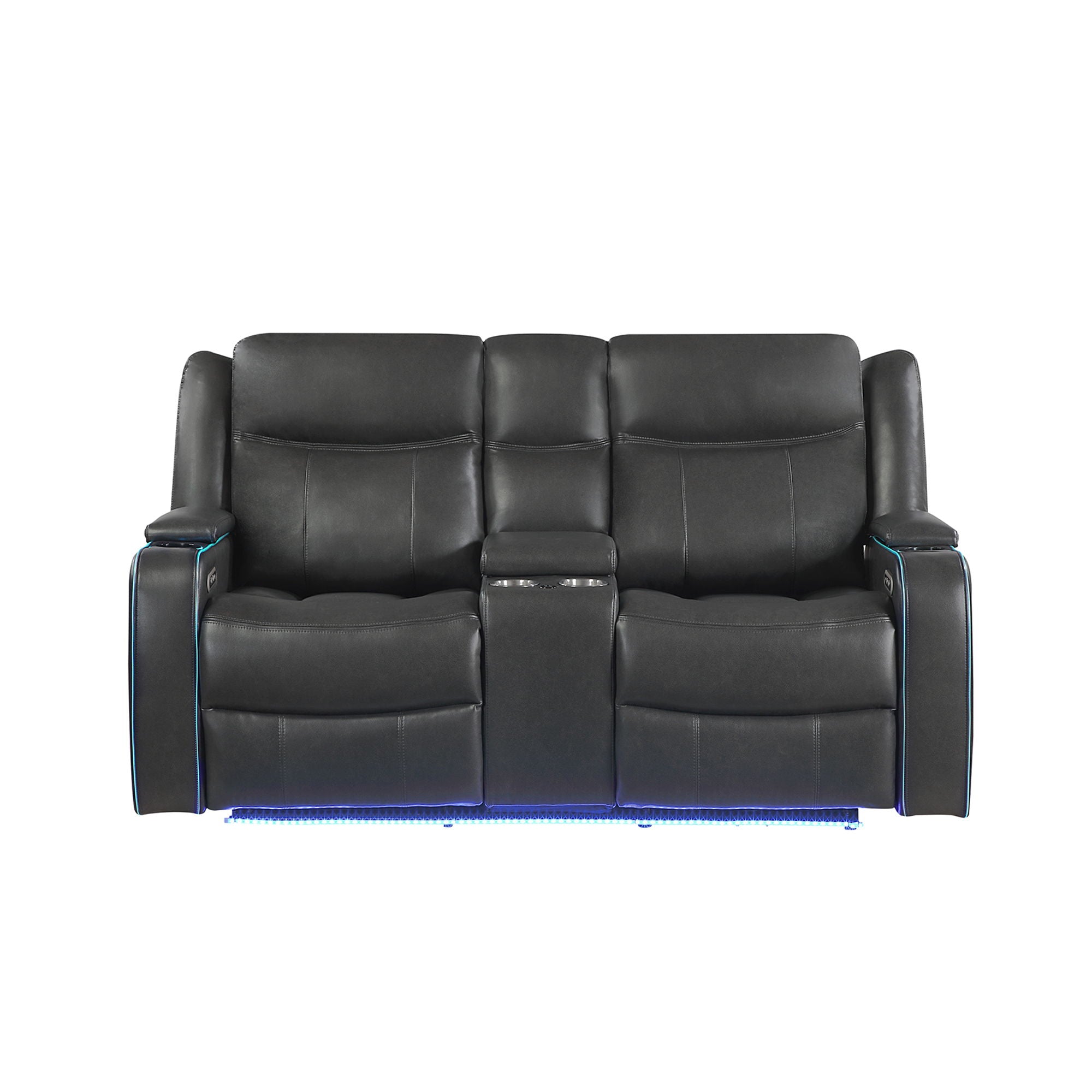 Blanca - Power Console Reclining Loveseat With LED Lights And Power Headrest Frame - Charcoal