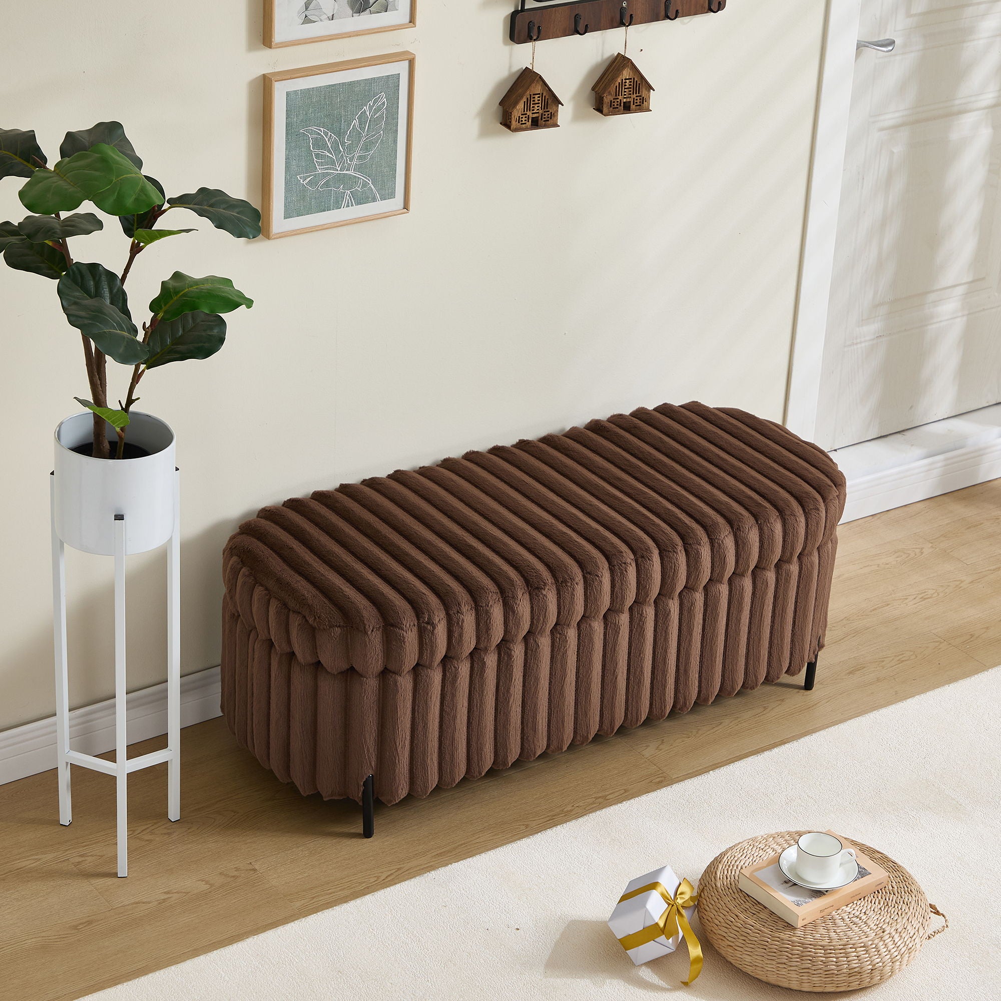 Flip Top Storage Bench With Metal Legs