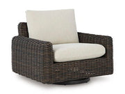 Signature Design by Ashley® Kimora - Beige / Dark Brown - Swivel Glider Lounge With Cushion | Meri Furniture