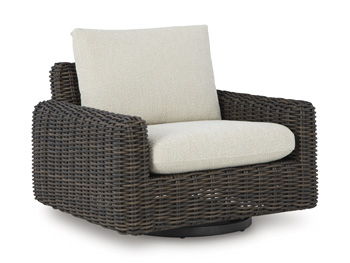 Signature Design by Ashley® Kimora - Beige / Dark Brown - Swivel Glider Lounge With Cushion | Meri Furniture