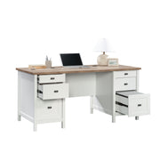 White Executive Pedestal Desk with Drawers