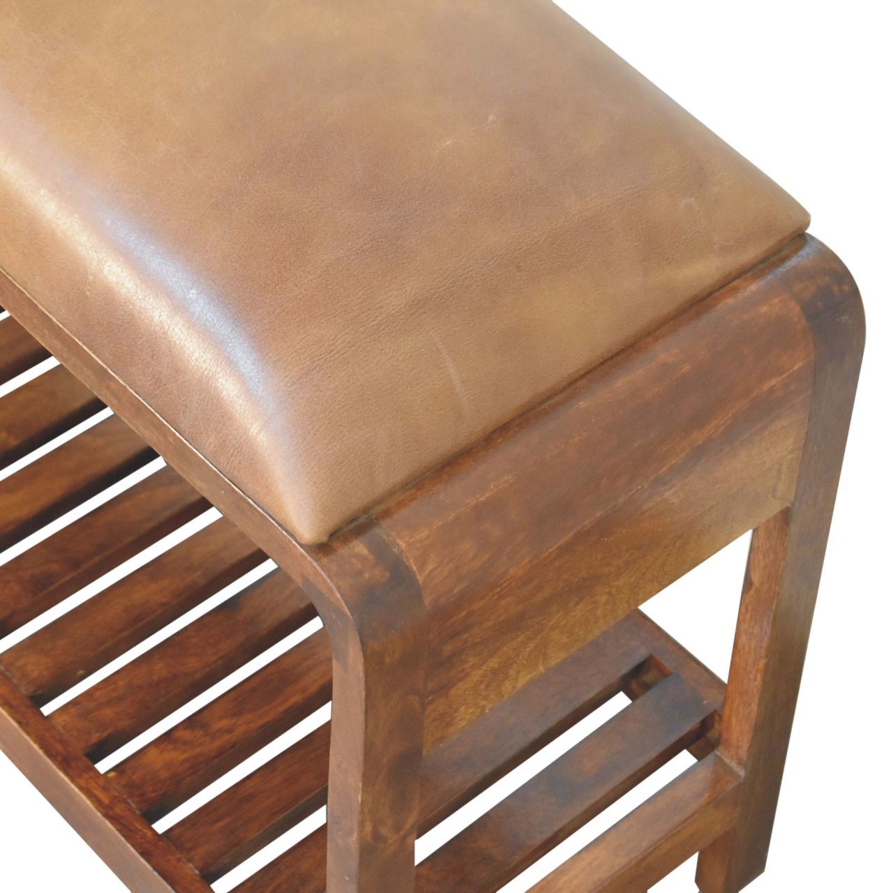 Buffalo - Slatted Square Bench - Brown