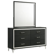 Coaster Fine Furniture Lucia - 6-Drawer Dresser And Mirror - Black | Meri Furniture