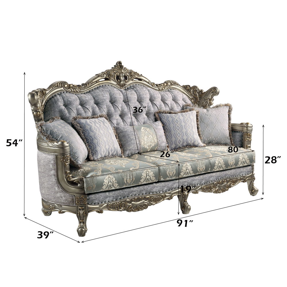Miliani - Sofa With 5 Pillows - Fabric & Antique Bronze