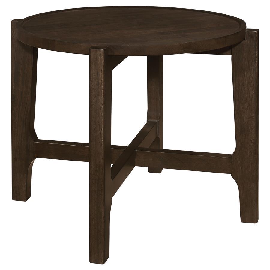 Coaster Fine Furniture Cota - Round Solid Wood End Table - Dark Brown | Meri Furniture